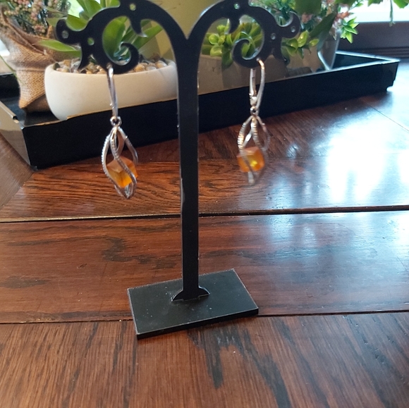 Baltic Amber and silver earrings,vintage - Picture 4 of 4